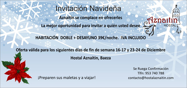 Invitación Hostal Aznaitín en Baeza